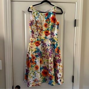 Black Label by Evan-Picone Multicolor Floral Sleeveless Cotton Lined Dress SZ 4